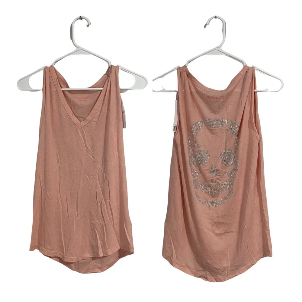 Zadig & Voltaire "Brooklyn Strass" Skull Tee in Blush, New With Tags